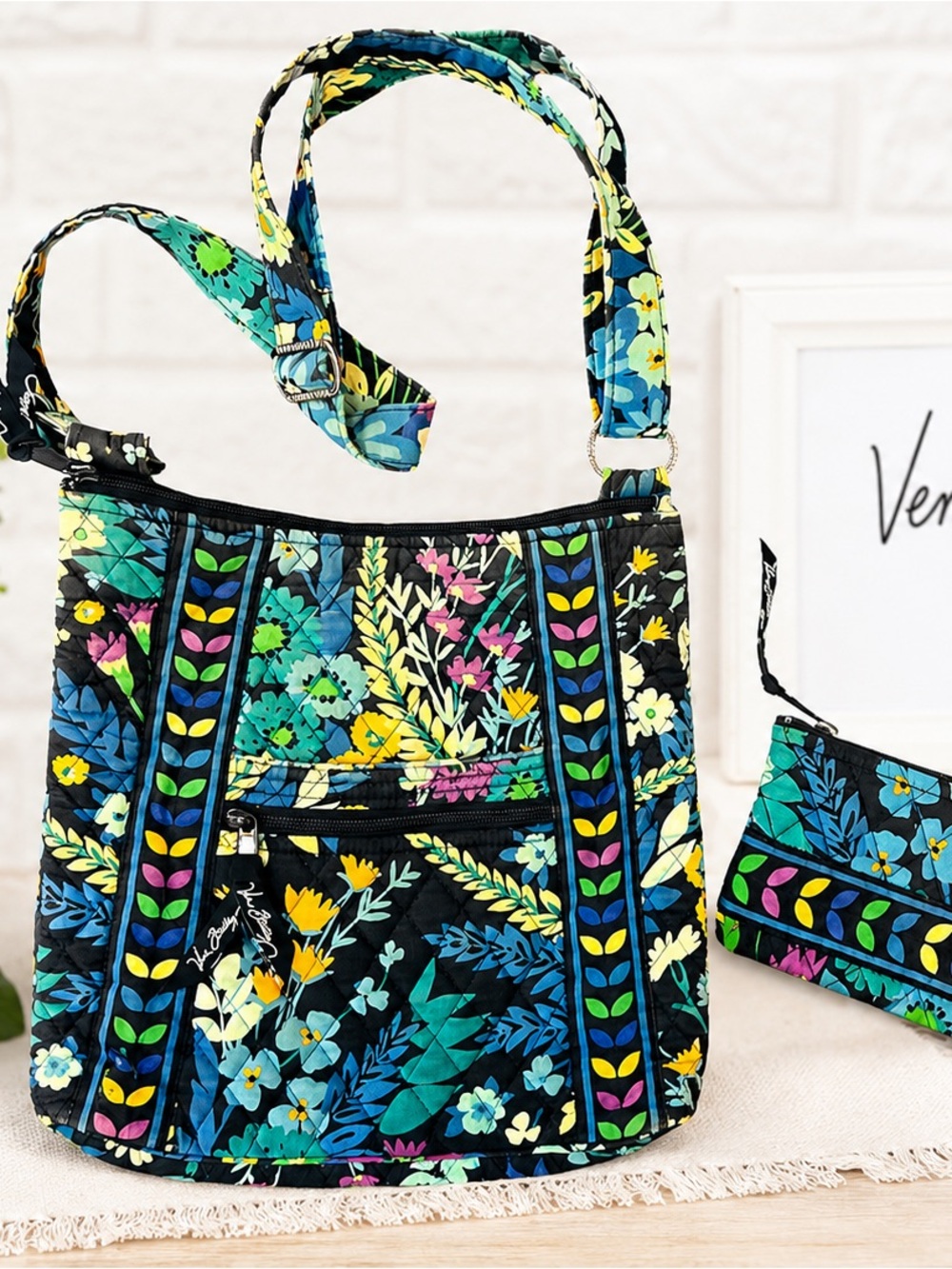 Vera Bradley Midnight Blues Floral Crossbody Bag + Matching Wristlet Wallet